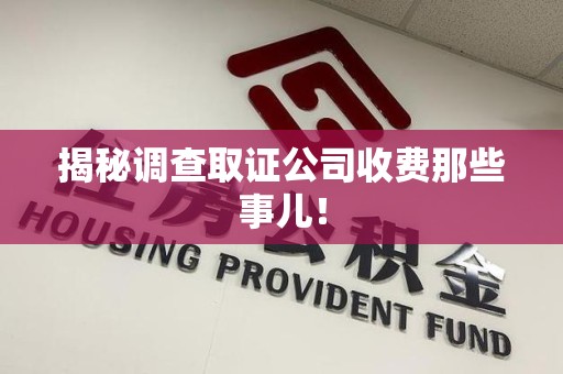 瑞昌揭秘调查取证公司收费那些事儿！