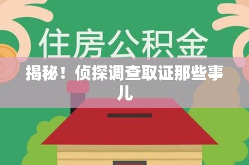 瑞昌揭秘！侦探调查取证那些事儿