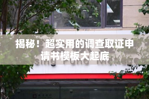 瑞昌揭秘！超实用的调查取证申请书模板大起底