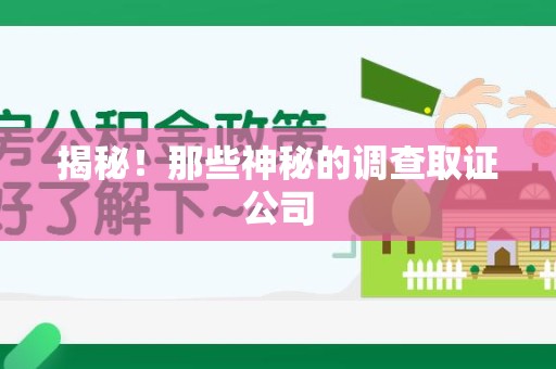 瑞昌揭秘！那些神秘的调查取证公司