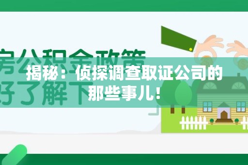 瑞昌揭秘：侦探调查取证公司的那些事儿！