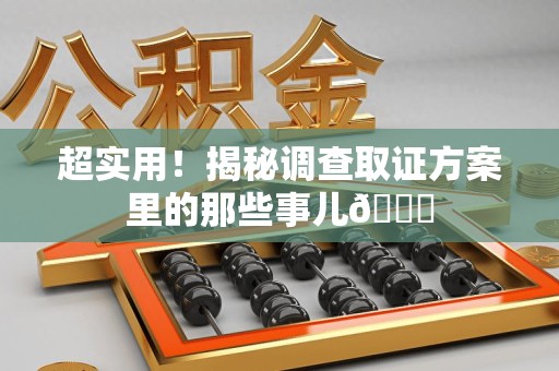 瑞昌超实用！揭秘调查取证方案里的那些事儿😎