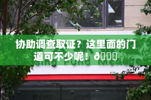 瑞昌协助调查取证？这里面的门道可不少呢！😎
