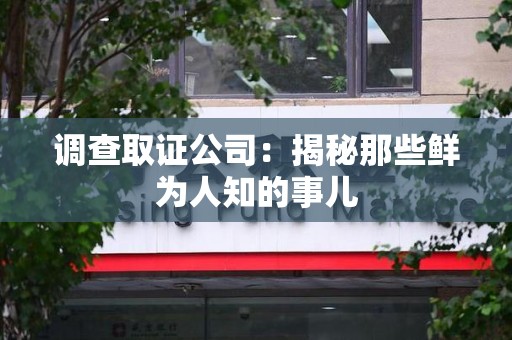 瑞昌调查取证公司：揭秘那些鲜为人知的事儿