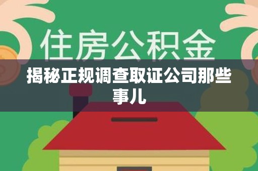 瑞昌揭秘正规调查取证公司那些事儿