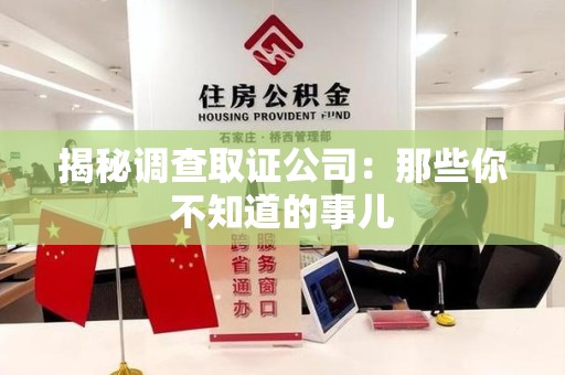 瑞昌揭秘调查取证公司：那些你不知道的事儿