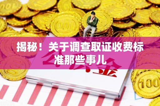 瑞昌揭秘！关于调查取证收费标准那些事儿