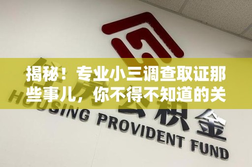 瑞昌揭秘！专业小三调查取证那些事儿，你不得不知道的关键点