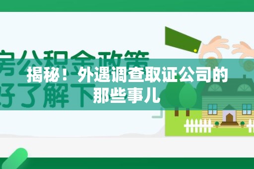 瑞昌揭秘！外遇调查取证公司的那些事儿
