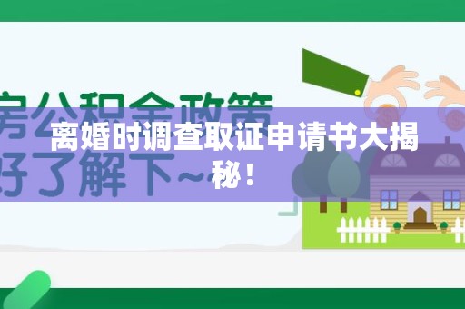 瑞昌离婚时调查取证申请书大揭秘！